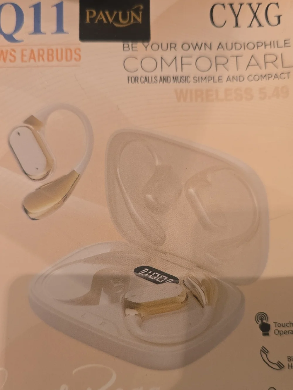 Pavun Q11 CYXG White & Gold TWS Wireless Earbuds